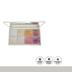 Glamorous Face 8 Colour Teracotta Blush & Shimmer Highlighter Kit (2 Groups)