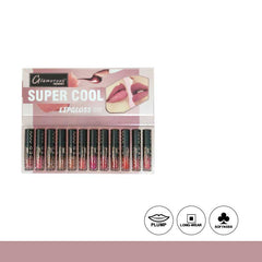 Glamorous Face Super Cool Waterproof Lip Gloss – 12 in 1 Shade A (shimmer)