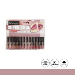 Glamorous Face Super Cool Waterproof Lip Gloss – 12 in 1 Shade D (Matt Valvet)