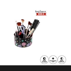 8005 Round Makeup Organizer With Handle for Vanity, Bathroom Counter with 4 Compartment Holder for Skin Care, Makeup Brushes, Lipsticks, Nail Paints and Many More