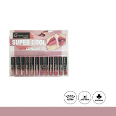 Glamorous Face Super Cool Waterproof Lip Gloss – 12 in 1 Shade B (matte)