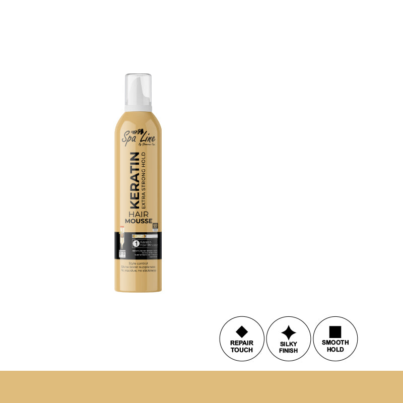 Spa Line by Glamorous Face Keratin Hair Mousse – Extra Strong Hold Gold