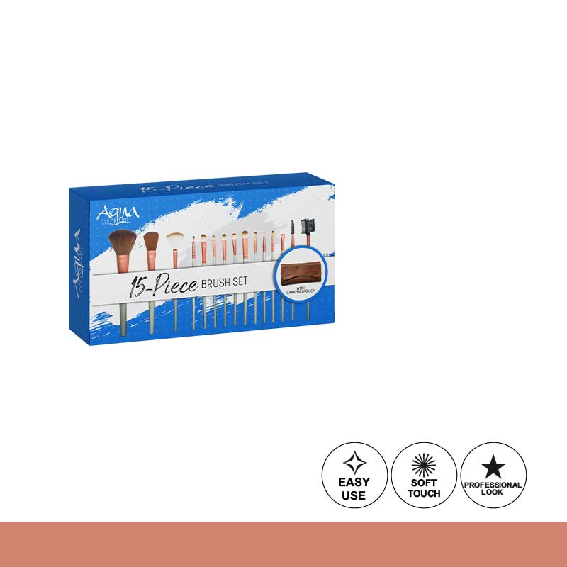 Aqua color line 15 pieces Brush Set.