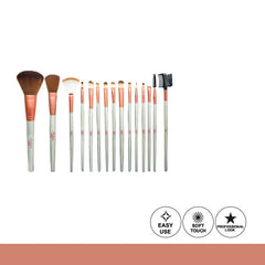 Aqua color line 15 pieces Brush Set.