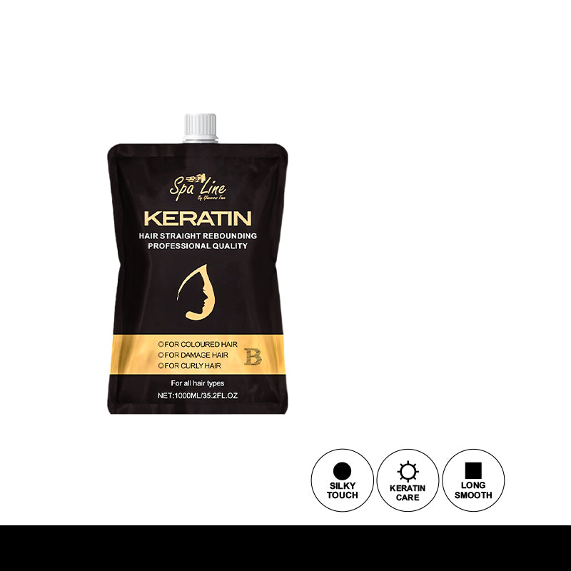 Spa Line By Glamorous Face Keratin Professional Hair Straight Rebounding – For Colored, Damaged, and Curly Hair