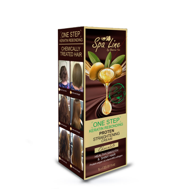 Spa Line By Glamorous Face One Step Keratin Rebonding, Straightening Cream Chocolate 1000 ml