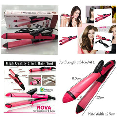 NOVA 2 In 1 Hair Straightener & Curler  Ceramic Hair Styling Iron