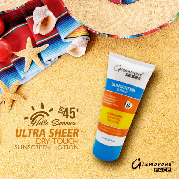 Glamorous Face Sunblock Sunscreen Lotion (SPF45+) (TUBE 150ML)