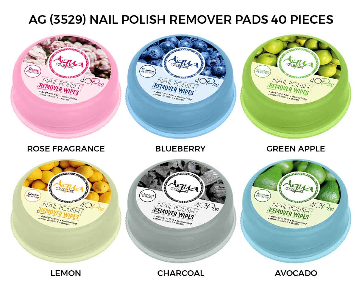Aqua Color Line Nail polish Remover Pad 40 Pieces